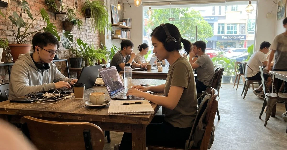 Cafe etiquette for laptop and study sessions in Puchong